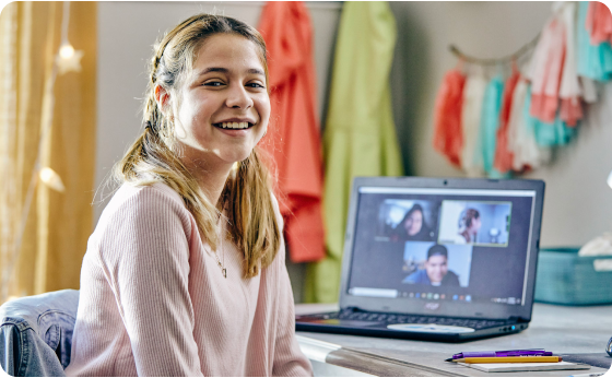 Student attending to an online class at home